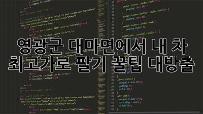✨영광군 대마면에서 내 차 최고가로 팔기?! 꿀팁 대방출! 🚗💨